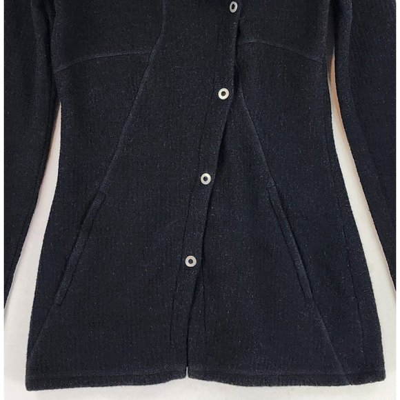 Prana Jacket Womens XSmall Black Charcoal Milana Textured Knit Wool Blend Coat - Picture 9 of 13